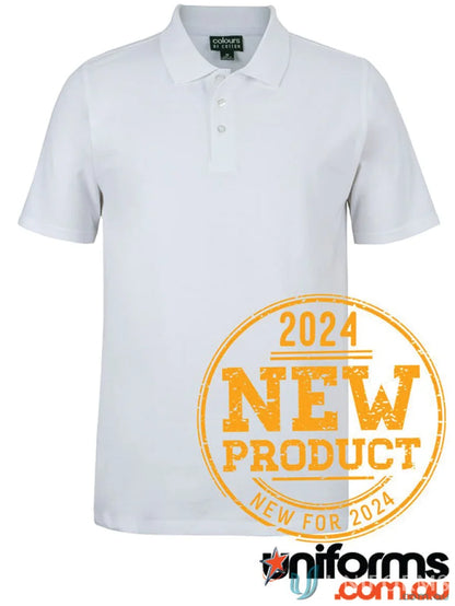White stretch polo shirt from JB’s Colours of Cotton S/S Slim Fit with soft hand feel