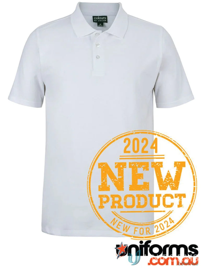 White stretch polo shirt from JB’s Colours of Cotton S/S Slim Fit with soft hand feel