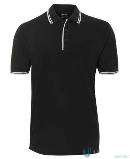 JB’s Contrast Polo in pique knit fabric with sun protection and black with white trim