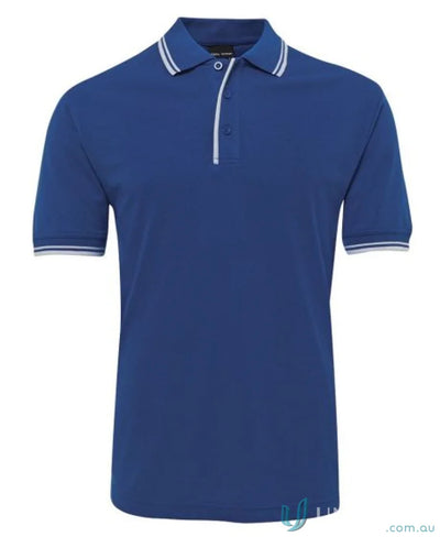 Blue JBs Contrast Polo shirt with white trim made from pique knit fabric offering sun protection