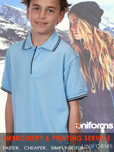 Light blue jbs contrast polo shirt in pique knit fabric with sun protection features