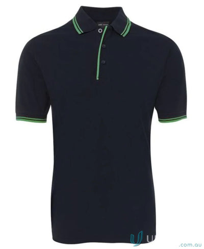 Navy JBs Contrast Polo shirt with green trim in pique knit fabric and sun protection
