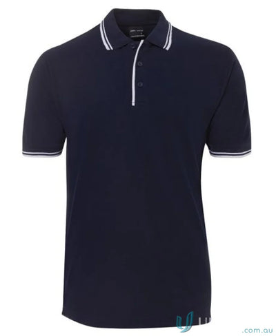Navy JBs Contrast Polo shirt with white trim in pique knit fabric and sun protection