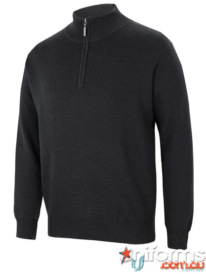 Dark gray JBs Corporate Half Zip Jumper with ribbed cuffs and collar for a sleek look