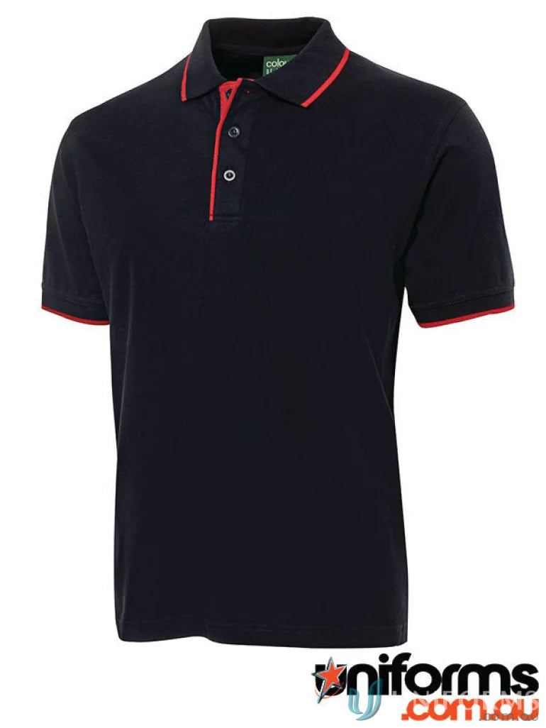 JB’s Cotton Tipping Polo with UPF protection and red trim for a stylish look