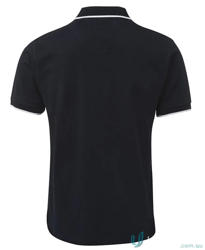 Black JB’s Cotton Tipping Polo with white trim, stylish tipping polo code and UPF protection
