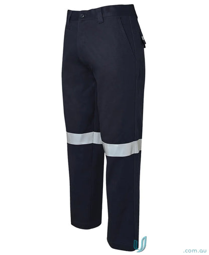Navy Mercerised Work Trouser with Reflective Tape for safety and durability