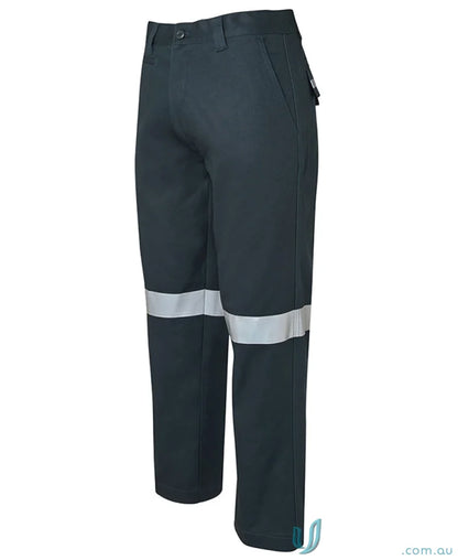 Dark Mercerised Work Trouser with Reflective Tape for safety and durability