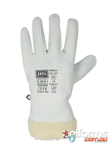 White freezer glove with fur trim from JBs EN511 Freezer Rigger Glove for workwear