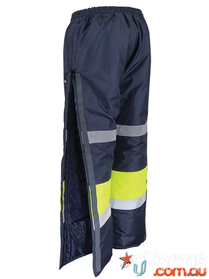 Navy blue waterproof work pants with pile tape from JBs Freezer Pants for workwear