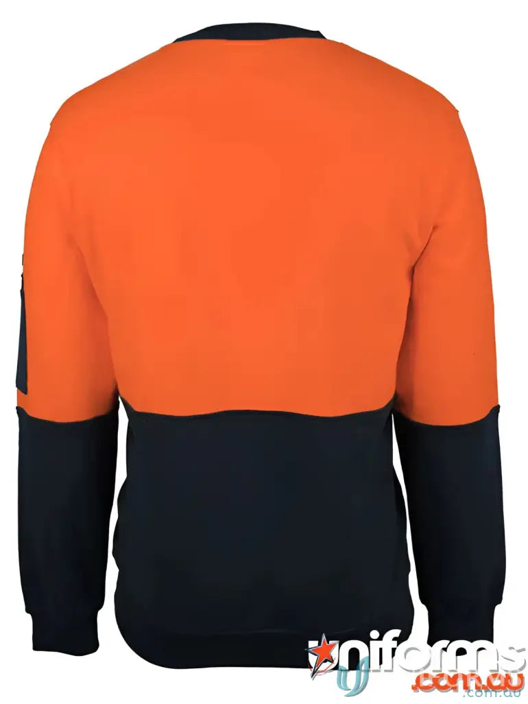 Orange and navy blue sweatshirt from JB’S HI VIS 310 Cotton Crew Neck Fleece with pocket