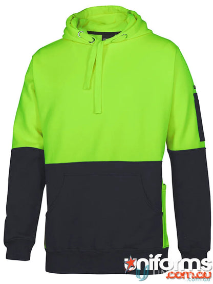 Two-tone hooded sweatshirt with pocket from JB’S HI VIS 330G uniforms panel hoodie