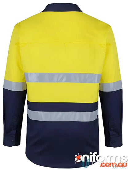 Yellow and navy blue reflective work shirt from JB’S HI VIS with comfortable fit workwear
