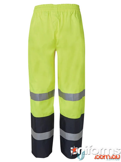 Yellow and black reflective work pants from JBs Hi Vis Premium Rain Pant in extra large size
