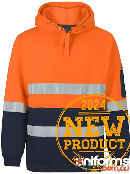 Orange and navy blue high-visibility hoodie with sleeve detail, perfect for workwear and uniforms
