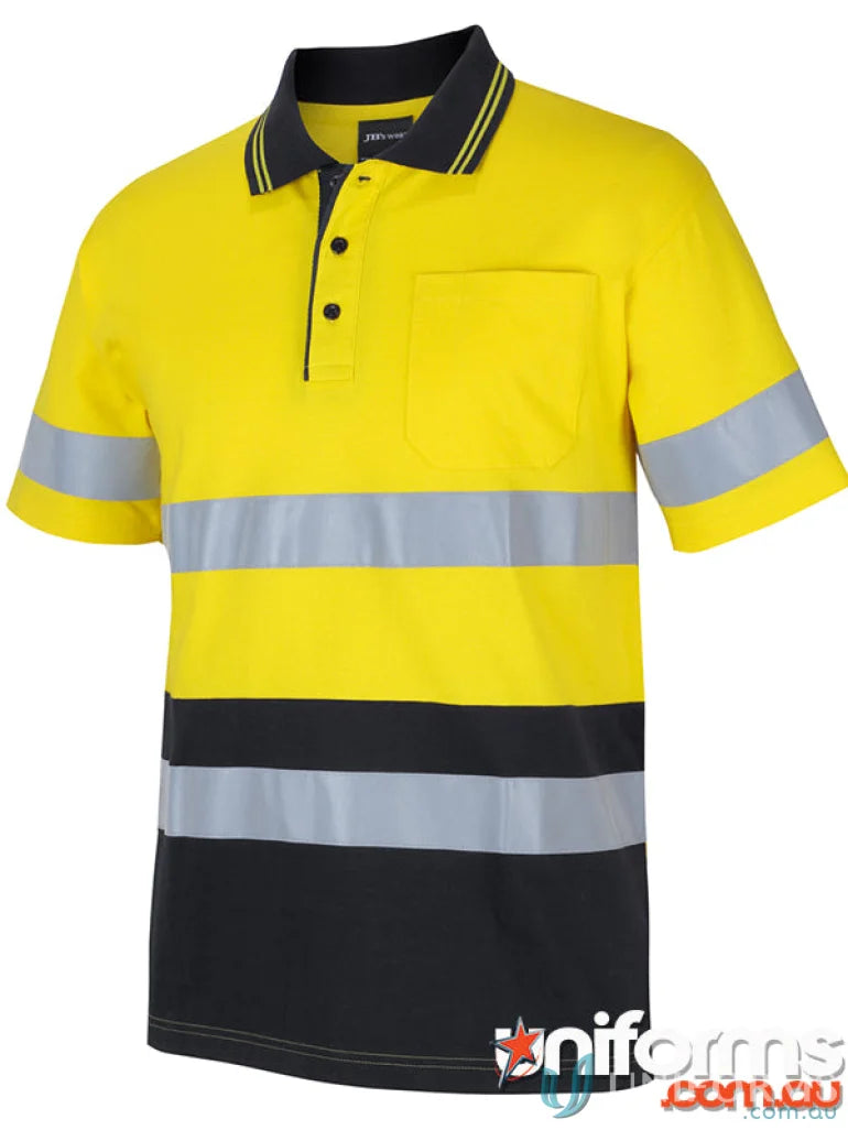 Yellow and black high-visibility polo shirt from JB’S HI VIS work uniforms line