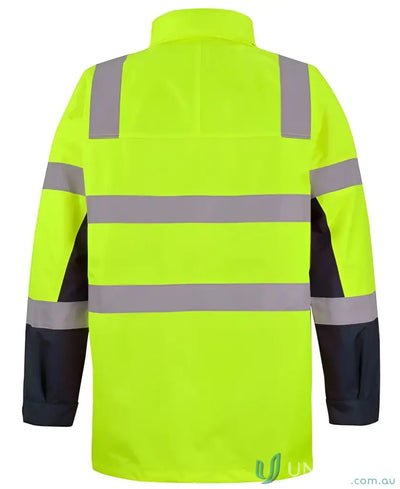 High-visibility safety jacket JB’S HI VIS D+N Visionary with hook pile for uniforms and hand chest fit