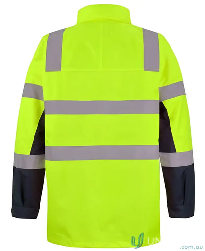 High-visibility safety jacket JB’S HI VIS D+N Visionary with hook pile for uniforms and hand chest fit