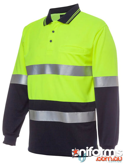 Long-sleeved high-visibility workwear polo shirt made from durable fabric for uniforms