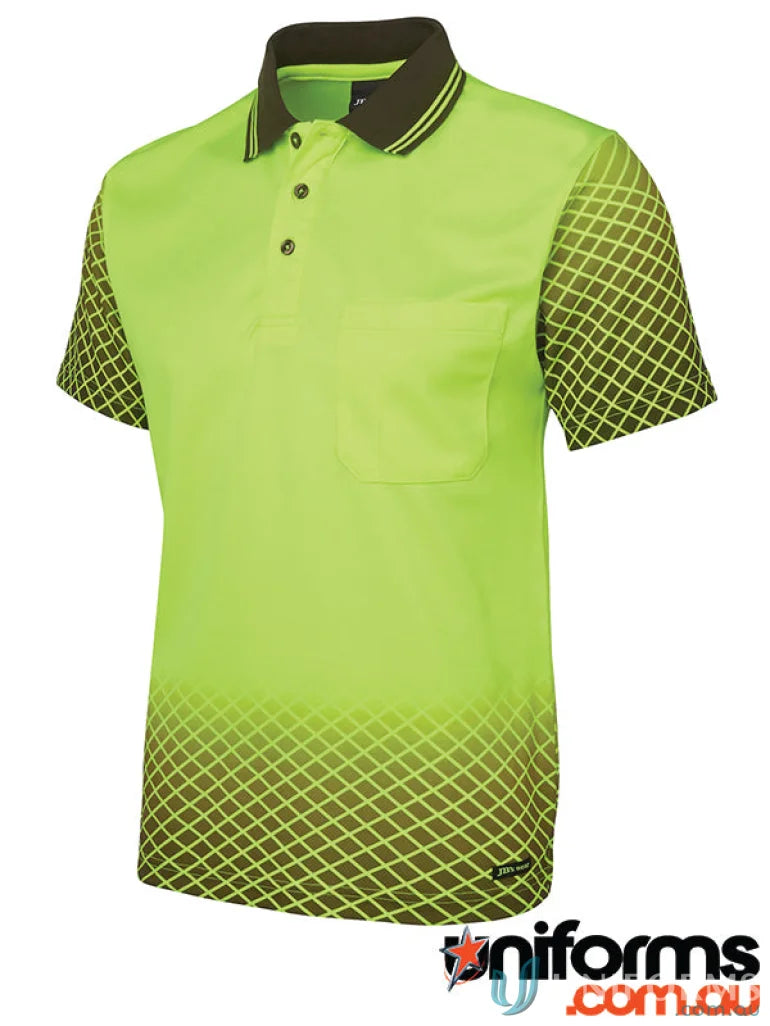 High-visibility polo shirt product photo showcasing durable fabric workwear for uniforms