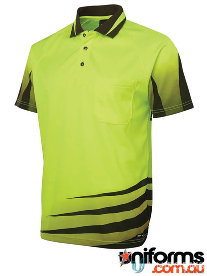 JBs Hi Vis Rippa Sub Polo high-vis workwear uniform with dark accents for safety