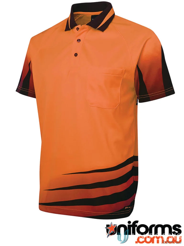 Orange and black polo shirt from JBs Hi Vis Rippa Sub Polo for work uniforms