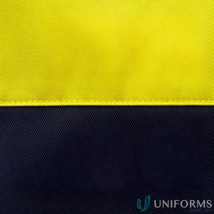 JBs HI VIS S/S 150G Shirt showing two-tone fabric for work uniforms and sizing