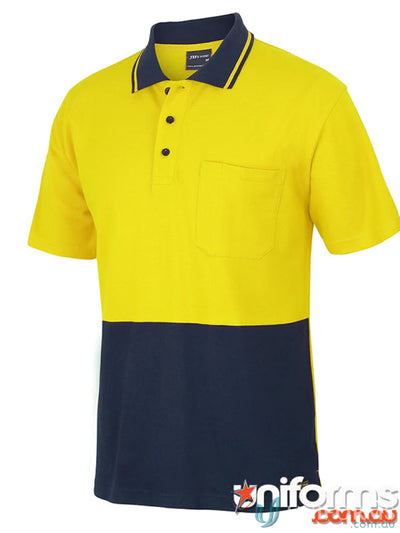 Nzs workwear polo shirt in yellow and navy blue with chest pocket for uniforms