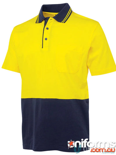 Two-tone JBS Hi Vis S/S Cotton Polo shirt with pocket, great workwear or uniforms