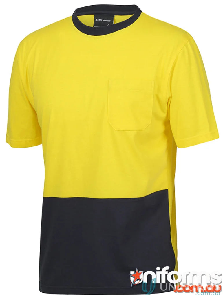 Two-tone JB’s Hi Vis S/S Crew Neck Cotton T Shirt for extra large work uniforms