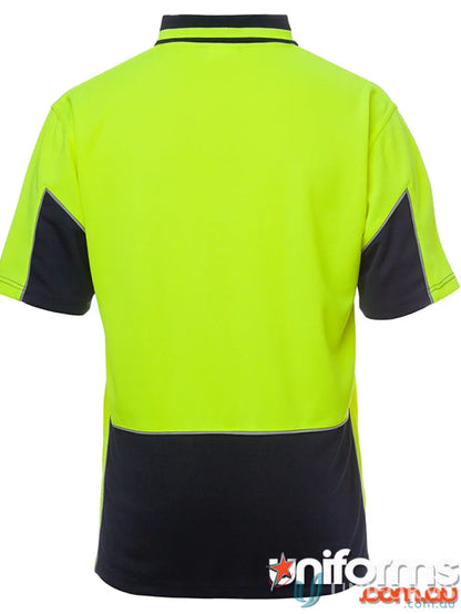 Two-tone safety polo shirt made with durable fabric, ideal for NZS uniforms