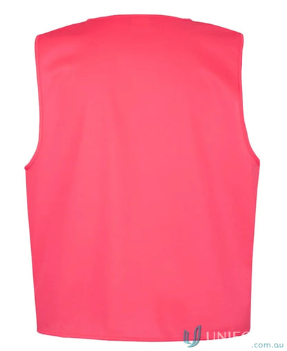 Bright pink safety vest from JBs Hi Vis Zip Safety Vest for extra large workwear uniforms
