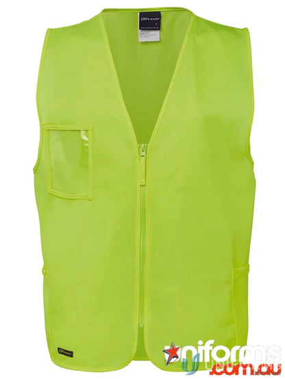 High-visibility yellow safety vest for extra large workwear and uniforms from JBs Hi Vis Zip Safety Vest