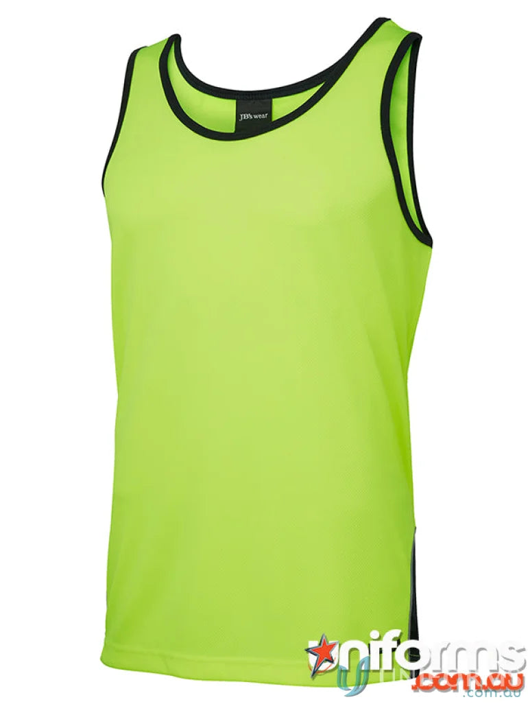 Lime green JB’s Dri™ moisture-wicking singlet with black trim for work uniforms