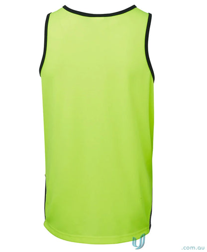 Neon green JB’s Dri™ moisture-wicking tank top with black trim for work uniforms