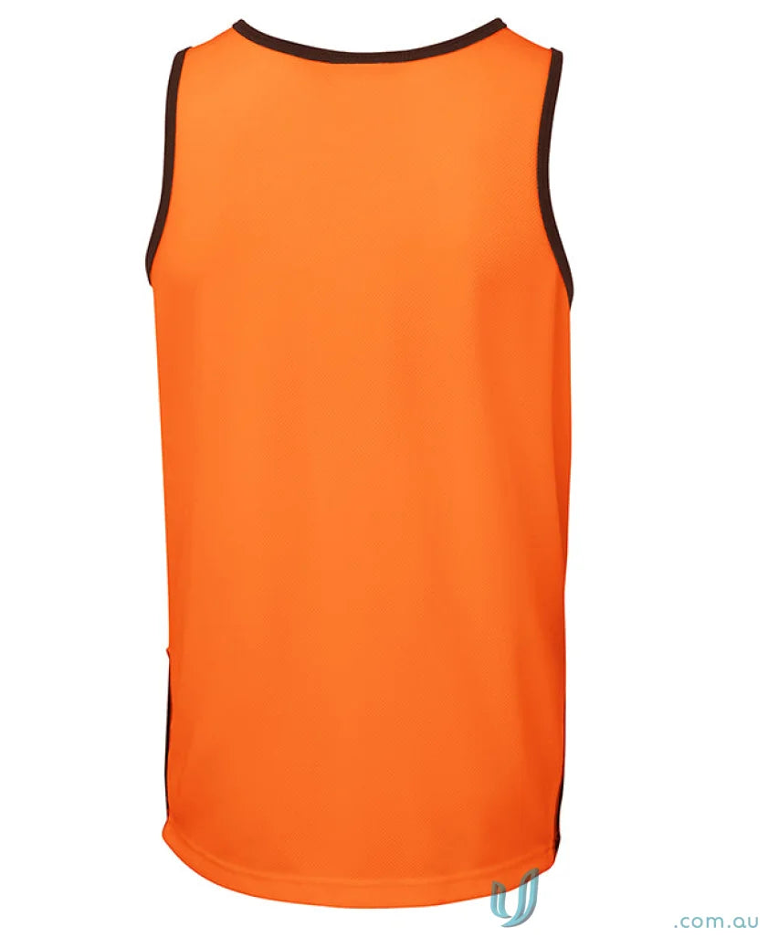 Orange JB’s Dri™ moisture-wicking contrast singlet with black trim for work uniforms