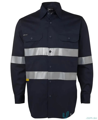 Navy blue work uniforms long-sleeve shirt with reflective stripes for safety