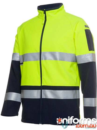 JBs HiVis Layer Softshell Jacket with reflective tape for added protection and sun shield