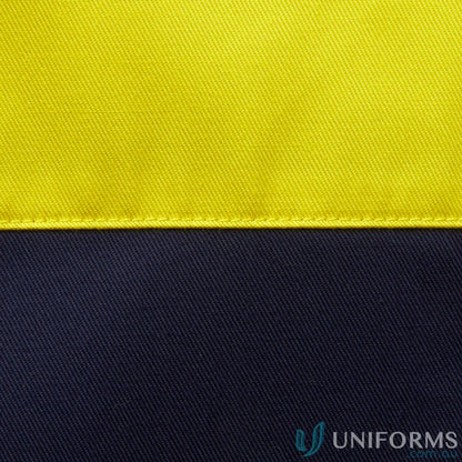 Two-tone fabric with visible stitching on JBs HiVis L/S 190g Shirt, perfect for NZS workwear and uniforms