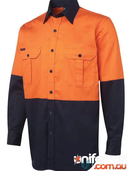 Two-tone NZS workwear shirt with long sleeves from JBs HiVis L/S 190g uniform line