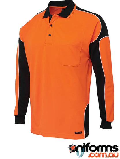Orange and black long-sleeved polo shirt made from durable fabric NZS size 2XS