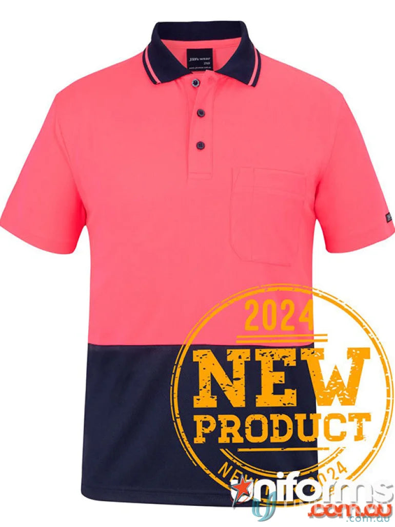 Two-tone polo shirt in Lime Navy and Orange Navy from JBs HiVis for infant sizes