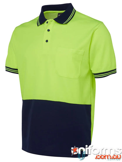 Two-tone cotton work polo shirt from JBs HiVis S/S Cotton Back Polo in 7XL uniforms
