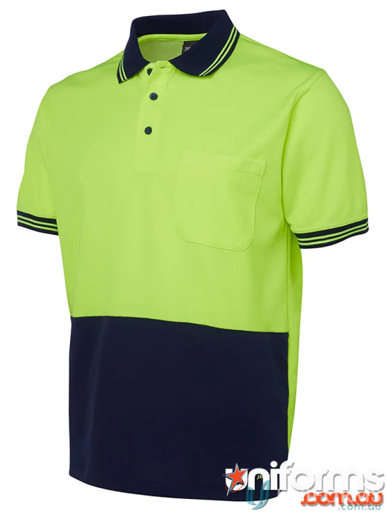Two-tone cotton work polo shirt from JBs HiVis S/S Cotton Back Polo in 7XL uniforms