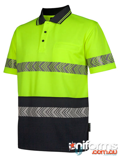 High-visibility safety polo shirt with fabric comfort and handy pocket for work uniforms