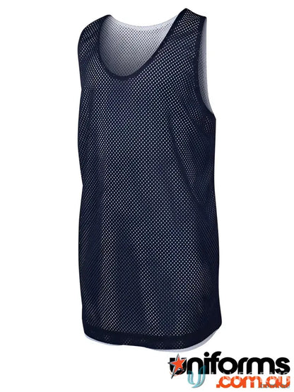 Navy blue mesh training bib for JB’S Kids Basketball Singlet made of 140gsm mesh fabric