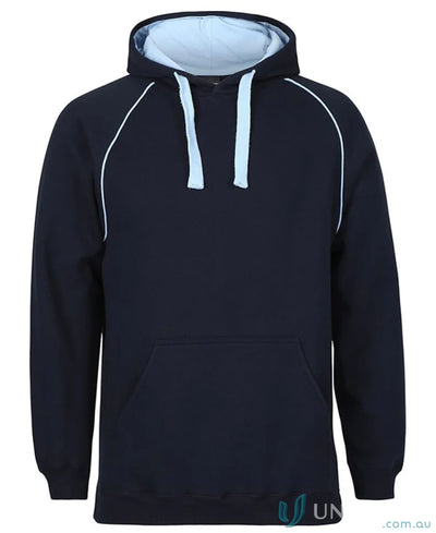 Navy blue JB’s Kids Contrast Fleecy Hoodie with light blue accents for kids