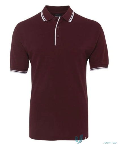 Kids contrast polo shirt with maroon color and white trim from JB’s Kids Contrast Polo collection