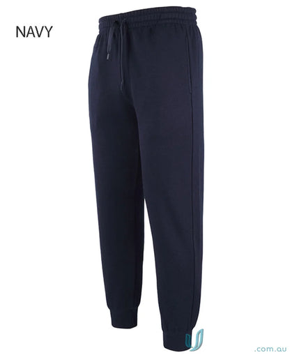Navy blue JB’s Kid’s Cuffed Track Pants with 280gsm fleece and elastic cuffs