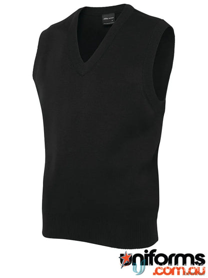 Black V-neck sleeveless sweater from JBs Knitted Vest, perfect for layering essentials